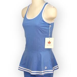 BOAST USA Women Tipped Tennis Tank Medium Carolina Blue Stretch Bra Racerback